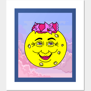 Luminous Moon Half Moon Face Posters and Art